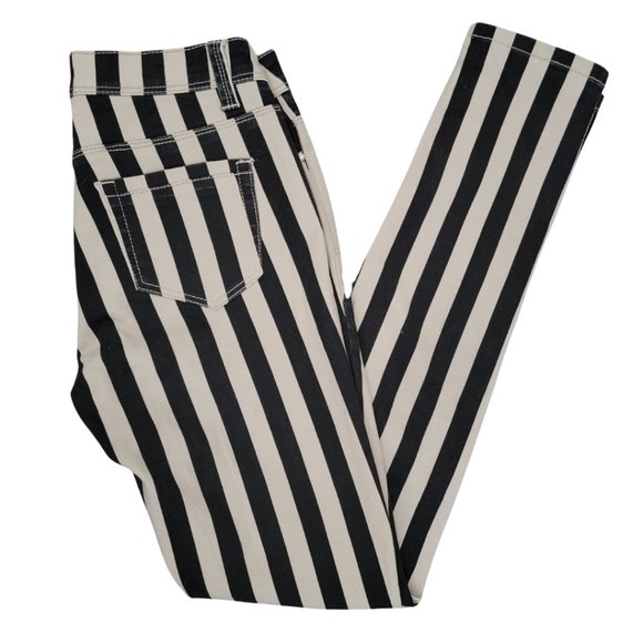 DENIM BLVD American Style Beige & Black Striped Jeans - Picture 4 of 5